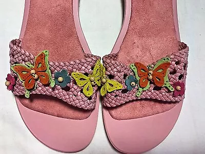 NEW *Movintage  Mootsies Tootsies Pink Slip On Flip Flop Sandal Butterfly 10M • $20.95