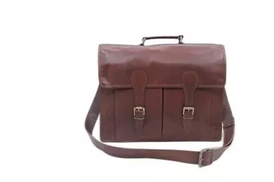 Men's Leather Messenger Briefcase Laptop Shoulder Office Satchel Bag 16  Widder • $61.75