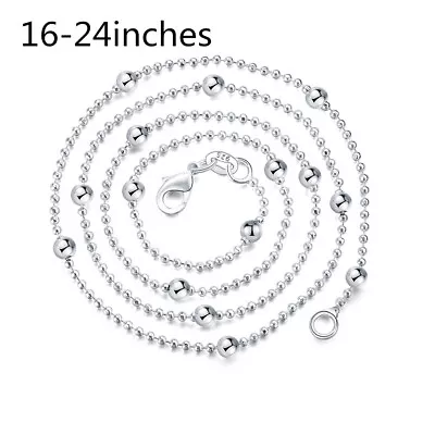 925 Sterling Silver Wedding Beads Chain Necklace Jewelry  Fashion Women Charm • $1.61