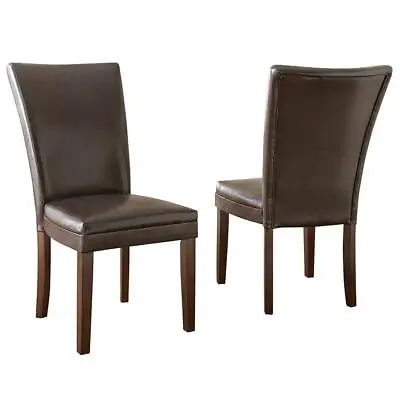 Steve Silver Company Parsons Chair Bonded Leather Upholstery Brown (Set Of 2) • $196.92