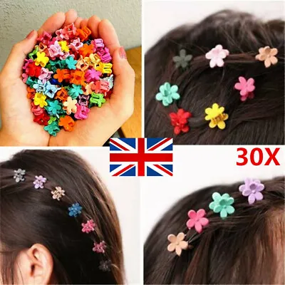 UK 30Pcs Baby Kids Girls Cute Claw Flowers Candy Mini Hair Clips Headdress • £3.71