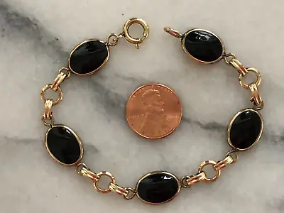 Vintage Van Dell 12K Gold Filled Black Onyx  Bracelet 7 Inch EXCELLENT! • $26.99