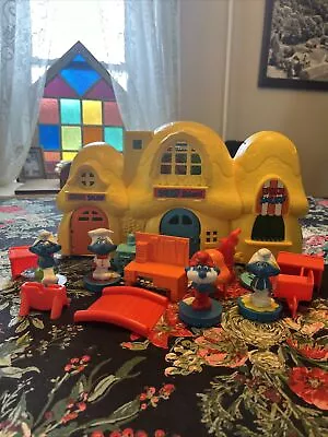 1982 Vintage Mattel Preschool Magic Talk Smurf Village School Playset House Read • $24.95