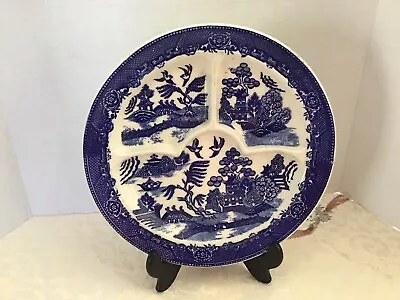 Vintage Moriyama Blue Willow Divided Grill Dinner Plate 11  Japan 40s • $23