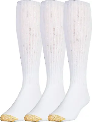 Gold Toe Men's Athletic Ultra Tec Cotton Over The Calf Socks Pack Of 3 White • $33.33