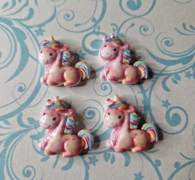 £2.60 • Buy Flatback Mulitcoloured Unicorn  Cabochons Crafting Hair Bow Decoden