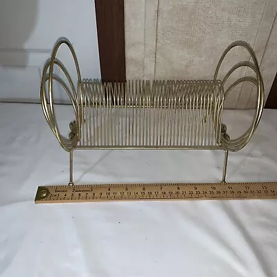 Vintage 40 Slot 45 RPM Record Album Holder Rack Stand Gold Tone Metal Wire MCM • $24.99