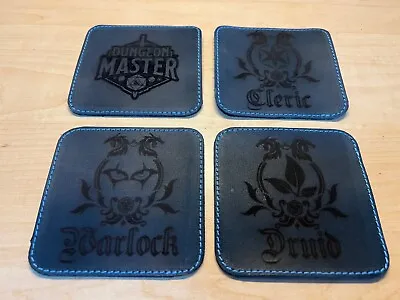 Set Of 13 Handmade Dungeons & Dragons Engraved Leather Drink Coasters Set. • $28