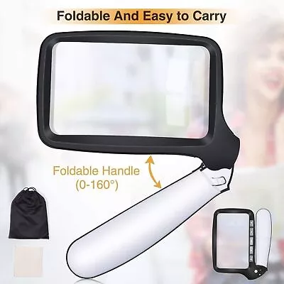 Rectangular 3X Magnifying Glass With Light Reading Book Magnifier Large Foldable • £8.61