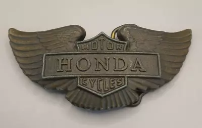 Vintage 1970s Honda Motor Cycles Wings Pewter Belt Buckle #685 • $14.99