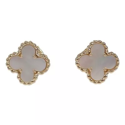 Van Cleef & Arpels K18YG Sweet Alhambra Earrings Mother Of Pearl Old Model TGIS • $2512.16