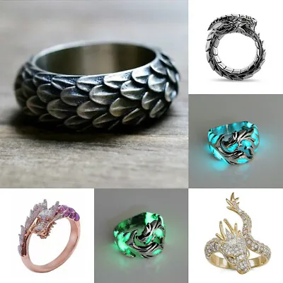 Punk Men Women Viking Dragon Scales Ring Dragon Animal Rings Cool Jewelry Gifts • $0.72
