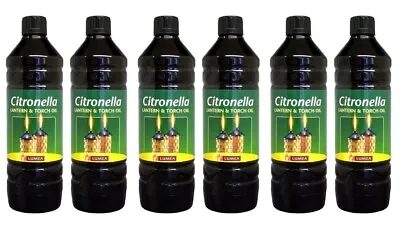 6 X Barrettine Citronella Garden Lantern Lamp & Torch Oil Outdoors Use - 1L • £33.95