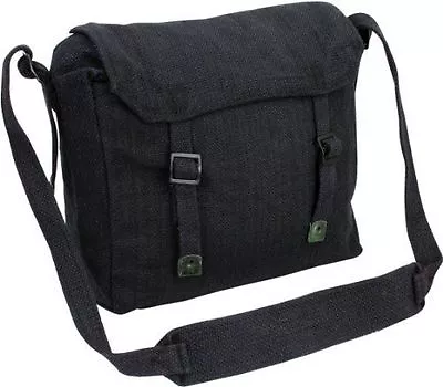 Highlander Webbing Haversack Army Military Cotton Canvas Shoulder Bag Black • £12.95