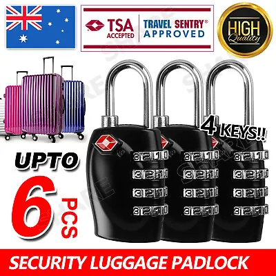 $7.85 • Buy Upto 6Pcs TSA Approved 4 Dial Luggage Suitcase Security Padlock Travel Lock New