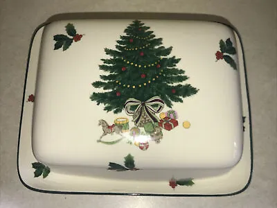 Lovely Mikasa Heritage Cab08 Christmas Story Rectangular Covered Butter Dish • $41.99