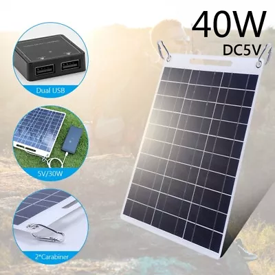 40W Flexible Polycrystalline Solar Panel Controller USB Regulator Charging • £19.79