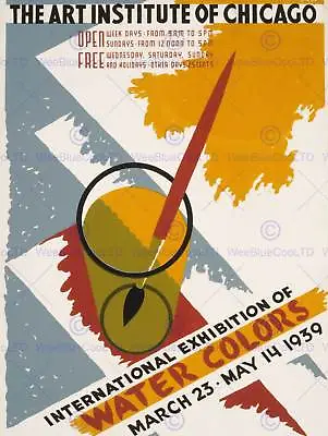 Advert International Exhibition Water Colors Art Institute Chicago Print Cc273 • £11.99