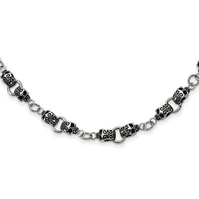 Men's Stainless Steel 12mm Tattooed Skull Chain Necklace 24 Inch • $140.98