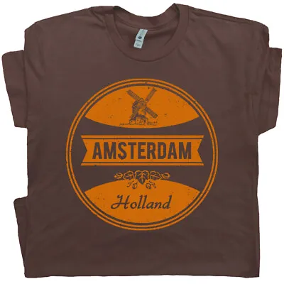 Amsterdam T Shirt Holland Netherlands Vintage Graphic Tee Crest Flag Marijuana T • $19.99