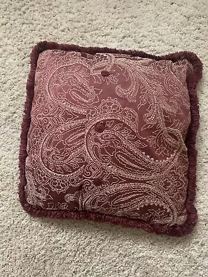 Dorma Vintage Paisley Textured Tassled Fringed Cushion Burgundy Red With Inner • £10