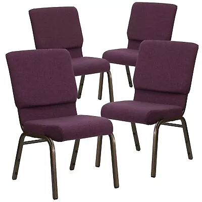 Flash Furniture HERCULES Series Fabric Church Stacking Chair Plum/Gold Vein • $430.17