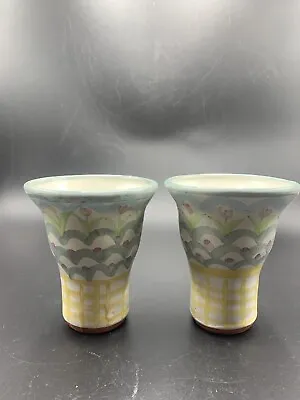 A Pair Of MacKenzie Childs Art Pottery Cup Mug Tumbler 4 1/2  Tall • $40