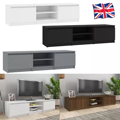 Modern TV Stand Cabinet Storage Gaming Consoles Entertainment Unit 2 Doors 140cm • £84.51