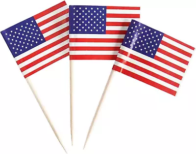 100 Pack USA American Flag US Toothpick Flags Cocktail Picks Mini Stick Cupcake • $6.13