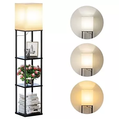 Floor Lamp With Shelves Modern Square Standing Lamp With 3 Color Temperature... • $53.10