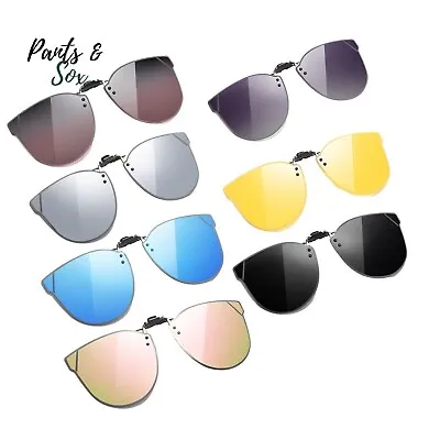 Women Gradient Heart Cat Eye Polarized Clip On Sunglasses Flap Up Mirrored UV400 • $15