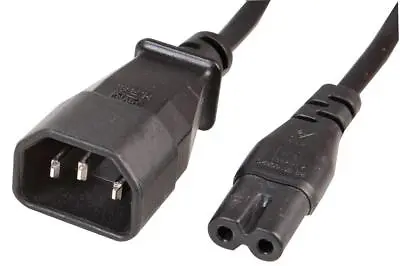 £3.99 • Buy IEC C14 3 Pin (C13) Male Plug To Figure 8 C7 Plug Power Adapter Cable 1m 2m 5m