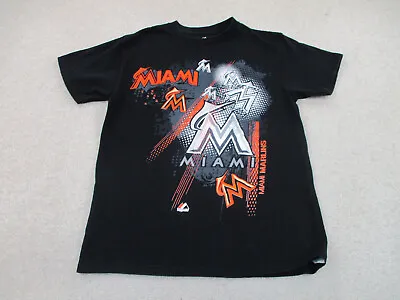 Miami Marlins Shirt Adult Medium Black Orange MLB Baseball Majestic Mens A44 • $15.10