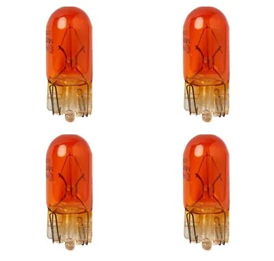 Amber 4 X Car Push Fit 501 Wedge Base 12 Volt 5 Watt Capless Indicator Bulbs • £2.99