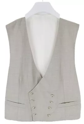 SUITSUPPLY Ferrara DB Waistcoat Men's UK 44 Wool Silk Linen Button Up Vest • £19.50