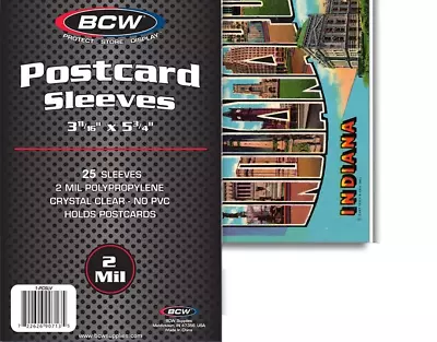 (25) BCW Postcard Sleeves Postcard Photo Soft Loose Sleeves FREE SHIPPING • $3.29