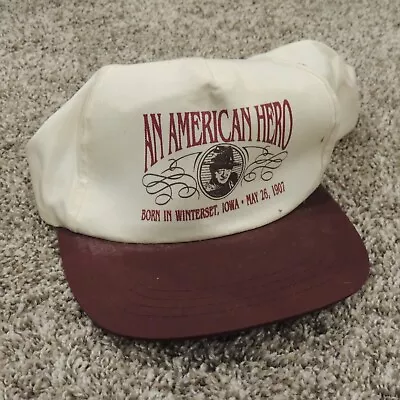 John Wayne Vintage Snapback Hat Cap Beige Burgundy Winterset Iowa American Hero • $25.99