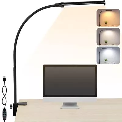 LED Desk Lamp For Home Office Eye-Caring With ClampBrightness Adjustable • $35.80