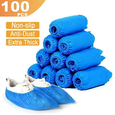 100Pcs Non-Woven Shoe Covers Disposable Non Slip Durable Leak Proof Dustproof US • $12.59