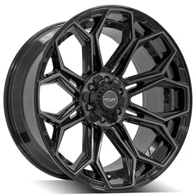 Set (4) 4Play 4P83 22x10 Gloss Black Wheels Fit 6 Lug RAM Jeep Chevy GMC Ford • $2155