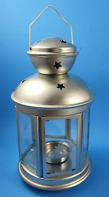 $14.50 • Buy IKEA Rotera Silver Metal Tea Light Candle Lantern Star/Snowflake Glass Panels