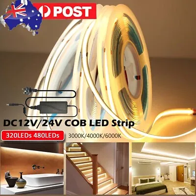 5M 12V Flexible COB LED Strip Light Warm Natural Cold White Density Super Bright • $34.99