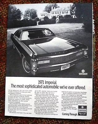 1971 Chrysler Imperial Print Ad 8.5 X 11  • $10