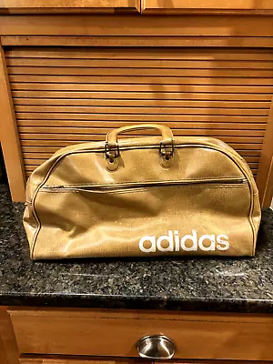 Vintage 1970’s Adidas Vinyl  Classic Gym Duffle Travel Bag Tan • $50