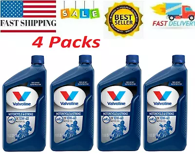 4 Pack - Valvoline 4-Stroke Motorcycle SAE 10W-40 Motor Oil 1 Quart • $32.97