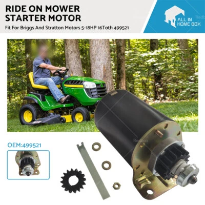 $57.59 • Buy Ride On Mower Starter Motor For Briggs And Stratton Motors 5-18hp 16tooth 499521