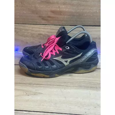 Mizuno Womens Wave Rally 2 Volleyball Shoes Black Pink 430140 9073 Lace Up 10M • $28.95