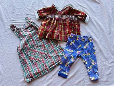 VINTAGE Lot Of Tinker Bell Disney Plaid Dress Oshkosh Jumper Girls Kids Clothing • $14.99