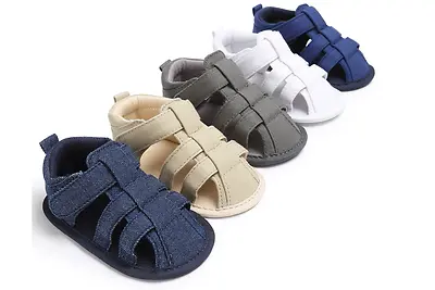 Newborn Baby Boy Soft Pram Shoes Toddler Pre Walker Summer Sandals 0-18 Months • £4.69