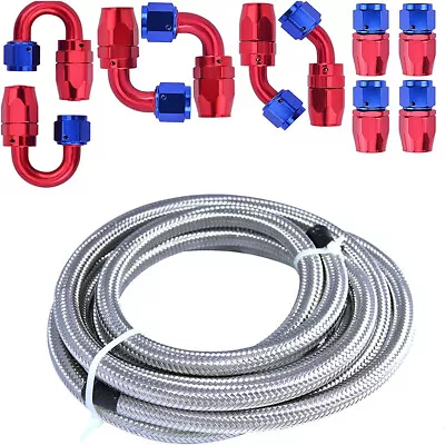 20Ft AN-10 Stainless Steel Braided Oil Fuel Line Hose W/10PC Swivel Fitting Kit • $55.99